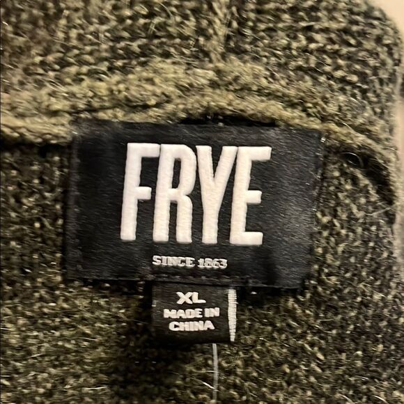 Frye Green Black Geometric Aztec Design Pockets Sweater Cardigan Boho Modern - Picture 7 of 12